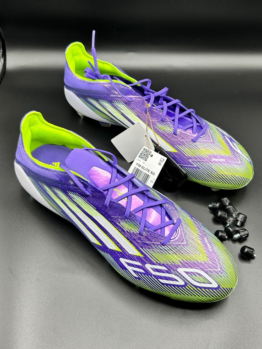 adidas Men’s F50 Elite SG/Pro Purple & Neon Green Soccer Cleats